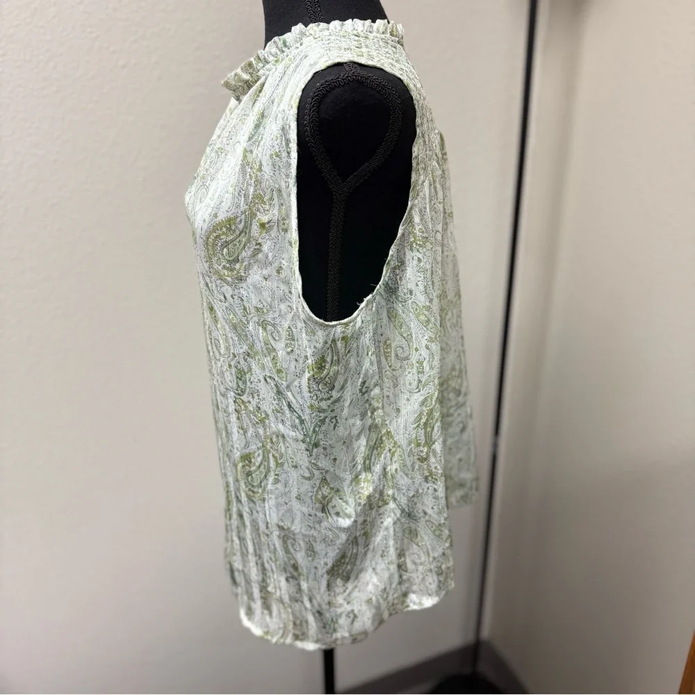 Rachel Zoe Green Paisley Sleeveless Top. Size Large - Picture 3 of 10